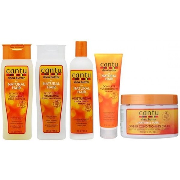 Cantu Shea Butter Set: Sulphate Free Shampoo 400ml, Suplhate Free Conditioner 400ml, Moisturizing Curl Activator 355ml, Co-Wash 283g & Leave in Conditioning Cream 340g