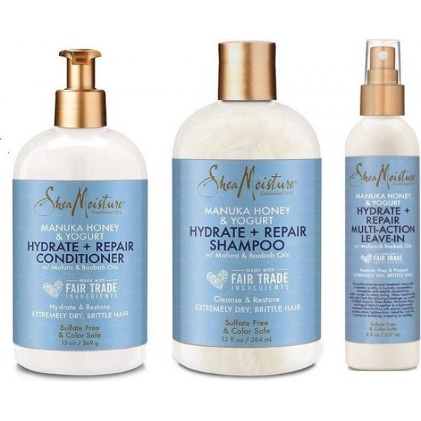 Shea Moisture Combo Deal - Shea Moisture Manuka Honey & Yogurt Hydrate Shampoo & Conditioner & Leave-In set of 3