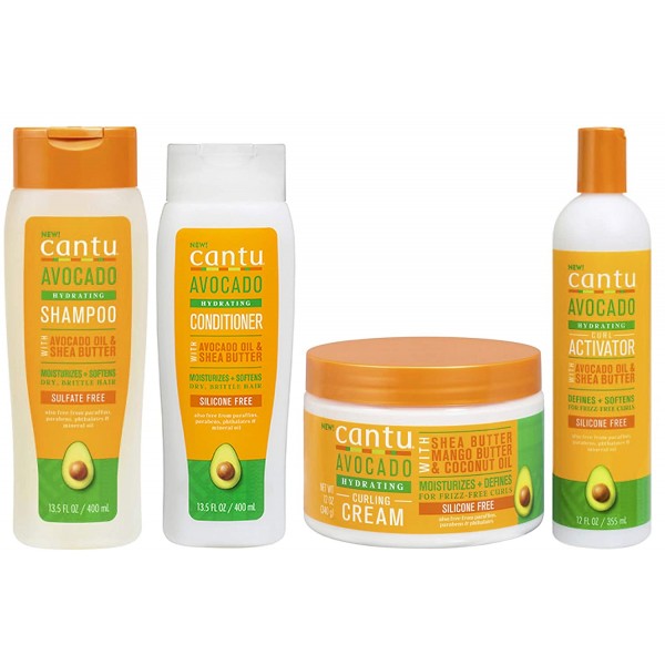 Cantu Avocado Set: Shampoo, Conditioner, Curling Cream & Curl Activator