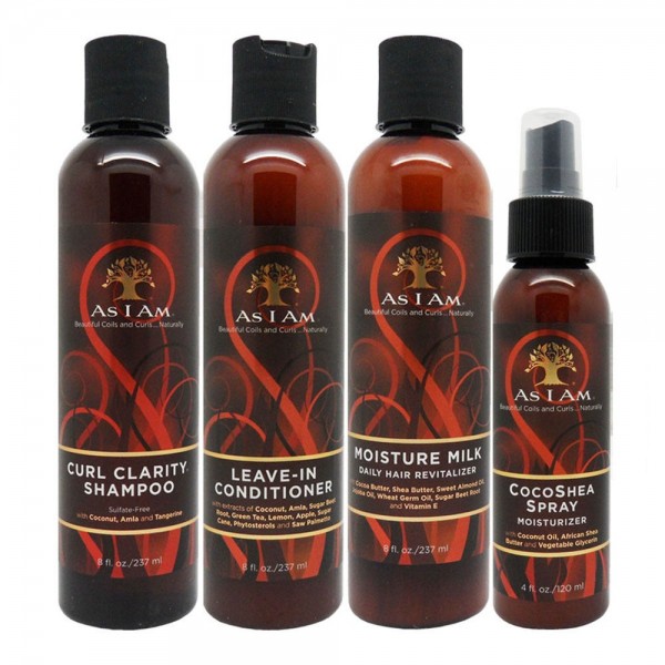 As I Am Classic Set:  As I Am Curl Clarity Shampoo, Leave-In Conditioner, Moisture Milk & CocoShea Spray