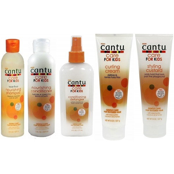 Cantu Kids Combo Deal - Nourishing Shampoo 237 ml, Nourishing Conditioner 237 ml, Conditioning Detangler 177 ml, Curling Cream 227 g & Styling Custard 227 g