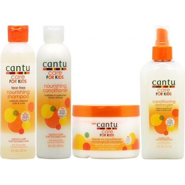 Cantu Care For Kids Set: Nourishing Shampoo 237ml, Nourishing Conditioner 237ml, Leave-In Conditioner 283g & Conditioning Detangler 177ml