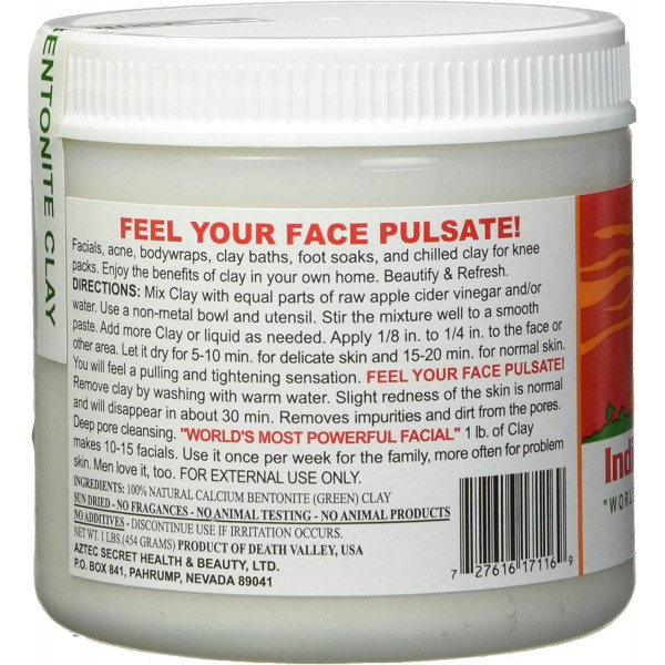 Aztec Secret Indian Healing Clay 454g - 100% natuurlijke bentonietklei gezichtsmasker