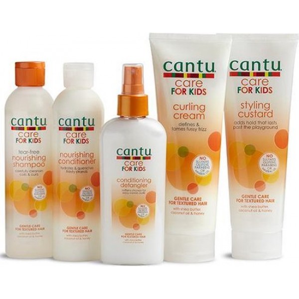 Cantu Care For Kids Set: Nourishing Shampoo 237ml, Nourishing Conditioner 237ml, Conditioning Detangler 177ml, Curling Cream 227g & Styling Custard 227g