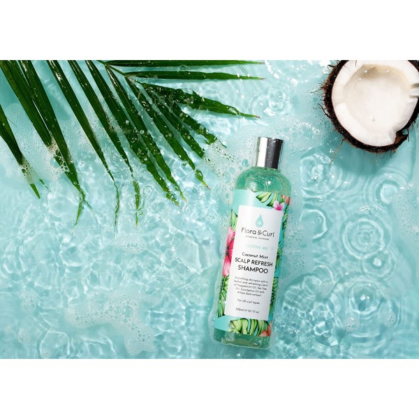 Flora & Curl Botanical Haircare Soothe Me Coconut Mint Scalp Refresh Shampoo 300ml